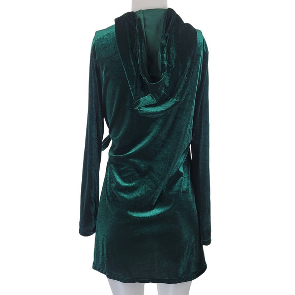 Jack by BB Dakota Velvet Hooded Wrap Jacket Emerald Green M NWT MSRP $88 - Picture 3 of 7